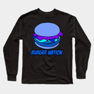 Burger Nation Tee - Purple/Blue Long Sleeve T-Shirt